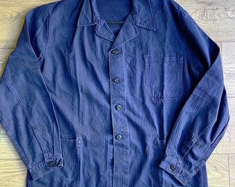French Cotton Herringbone Chore Worker Work Jackets Navy Blue