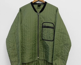 Vintage Quilted Vest Liner Jacket - Thermal Workwear - Khaki - L