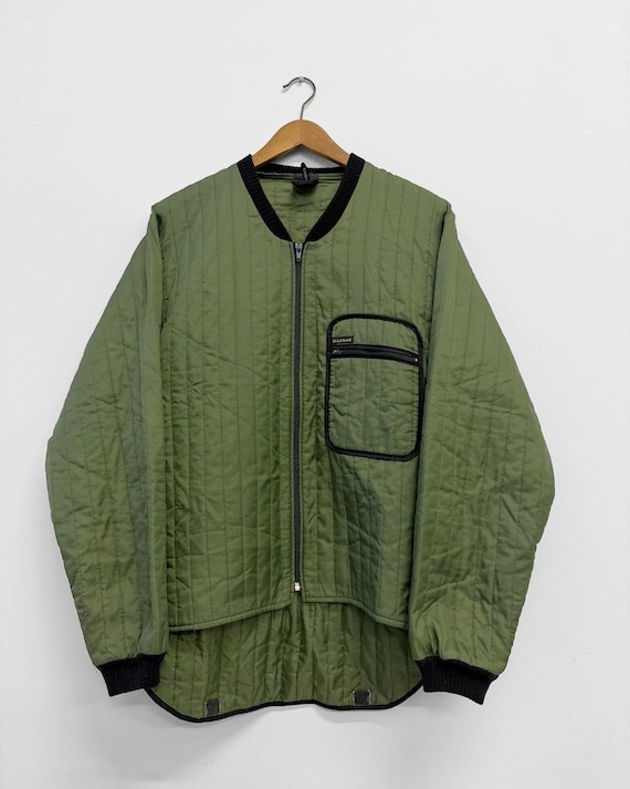 Vintage Quilted Vest Liner Jacket - Thermal Workwear - Khaki - L