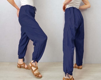 Vintage Linen Lounge Pants 1940s -  Japanese Style Lounge Trousers - Raw Cotton