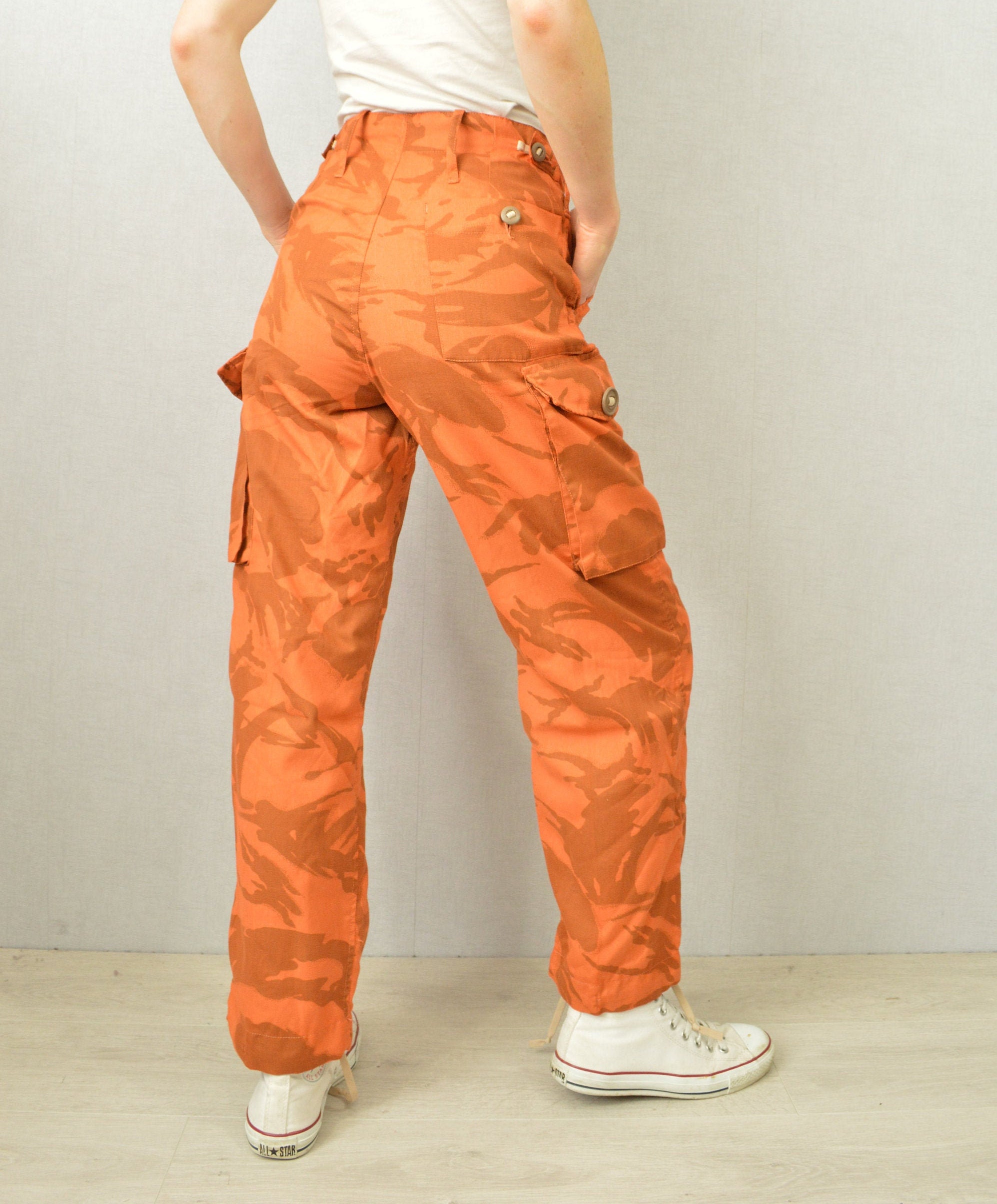 Unisex Vintage British Orange Camo Pants Straight Leg Unisex | Etsy