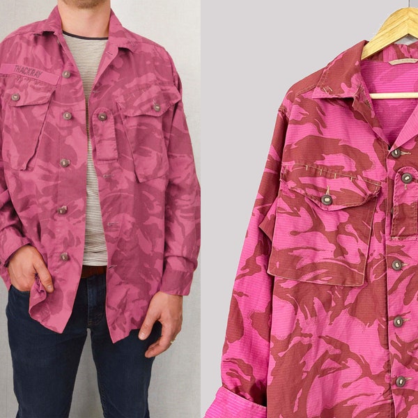 Camicia/giacca vintage rosa dell'esercito britannico anni '90 mimetica