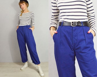 Unisex hoch taillierte marine französische Arbeitshose - Hose mit geradem Bein - alle Größen