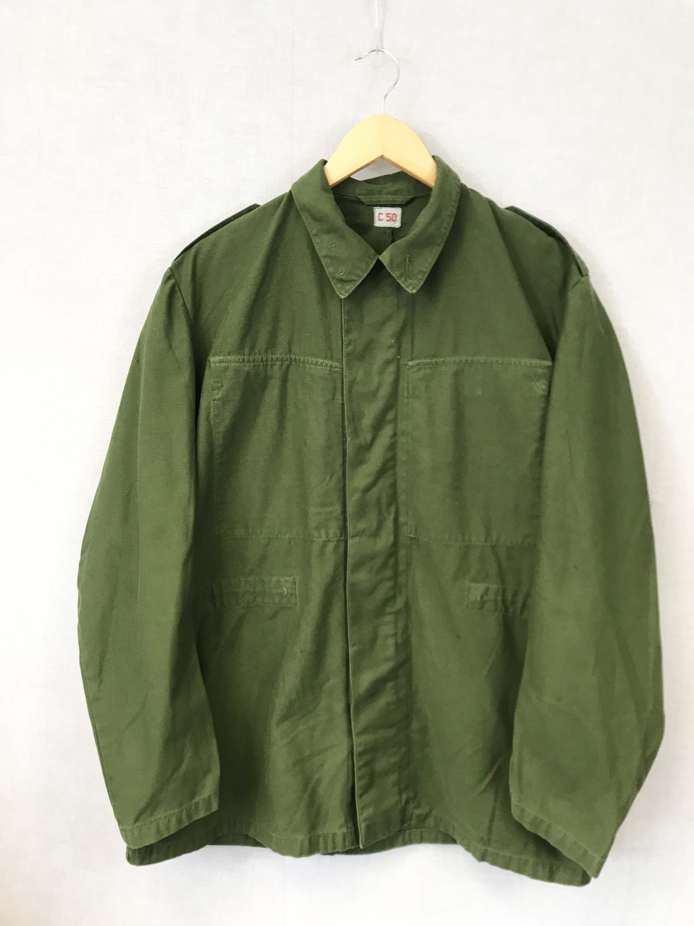 Vintage Army Green Chore Jacket - 100% Cotton - Swedish
