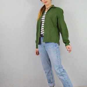 Vintage Swedish Smock Shirts 1980s Button Down Collared Blouse Soft Worn In Cotton Green image 9