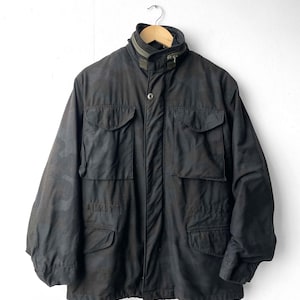 Vintage M65 Black Camo Jacket Overdyed US Army - Ink Black - Small