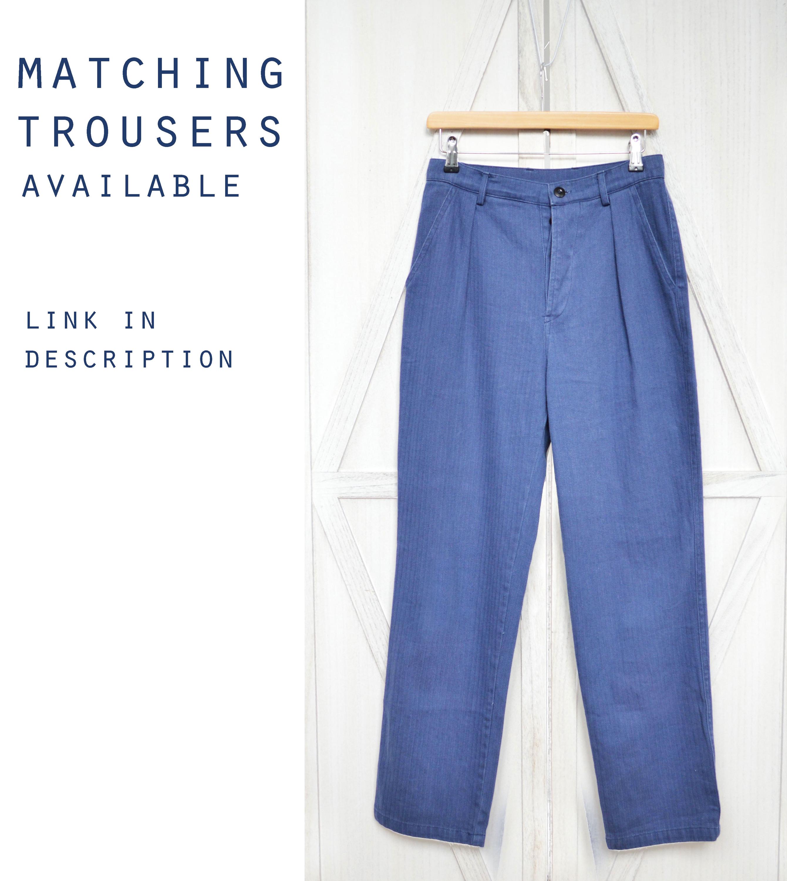 Washed Indigo 60s Style French Faded Blue Herringbone Cotton