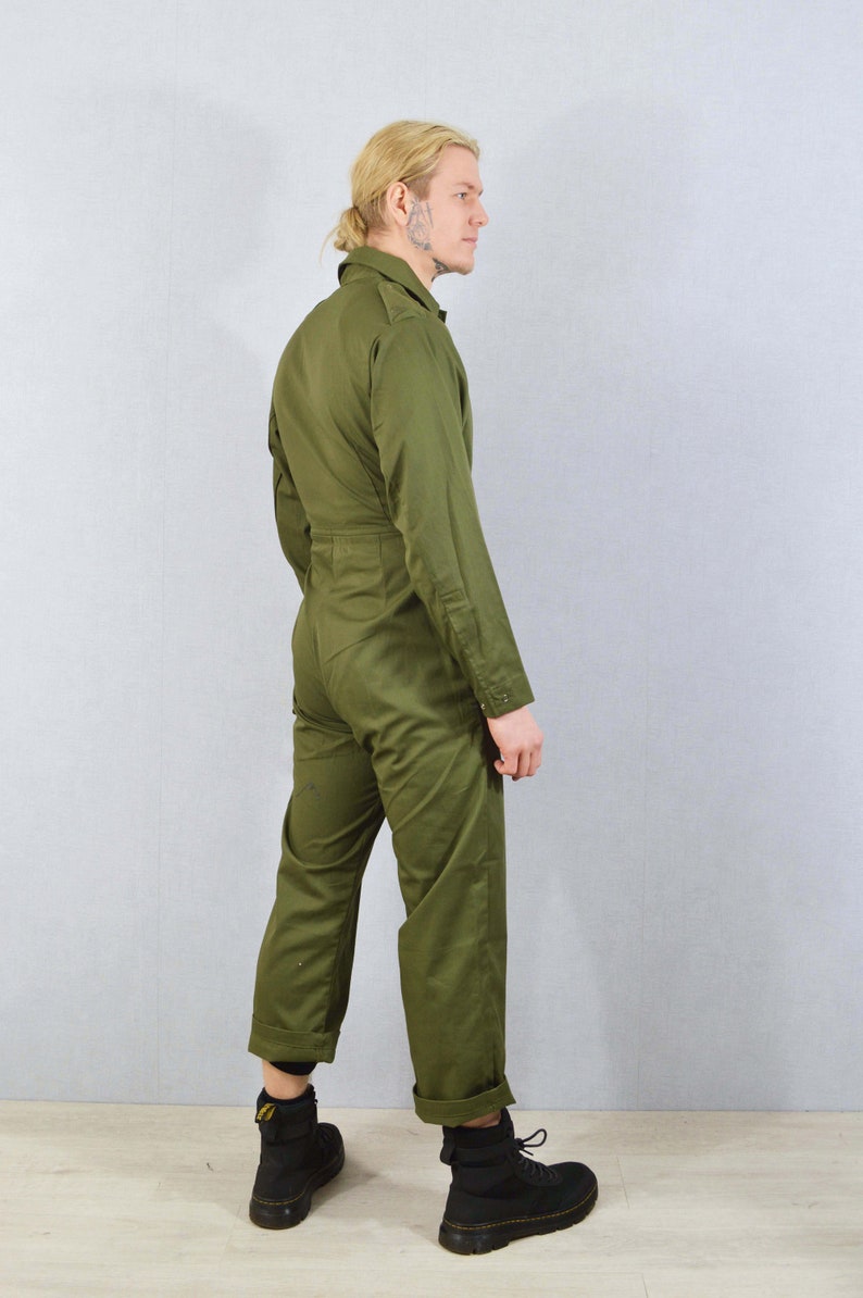 Unisex Vintage Green Military Boilersuit Jumpsuit Coveralls image 5