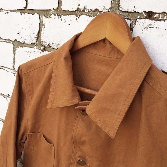 60s Style French Work Chore Jacket Duck Brown Cotton Canvas