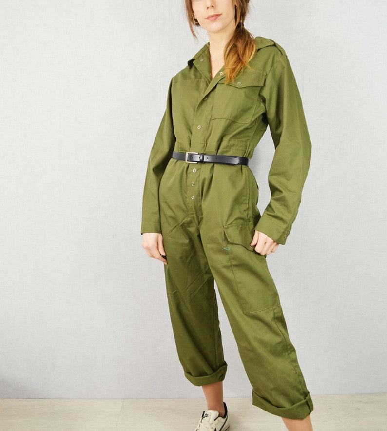 Unisex Vintage Green Military Boilersuit Jumpsuit Coveralls image 1