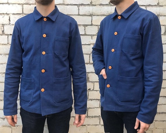 60s Style French Navy Blue Cotton Twill Canvas Chore Jacket - Etsy