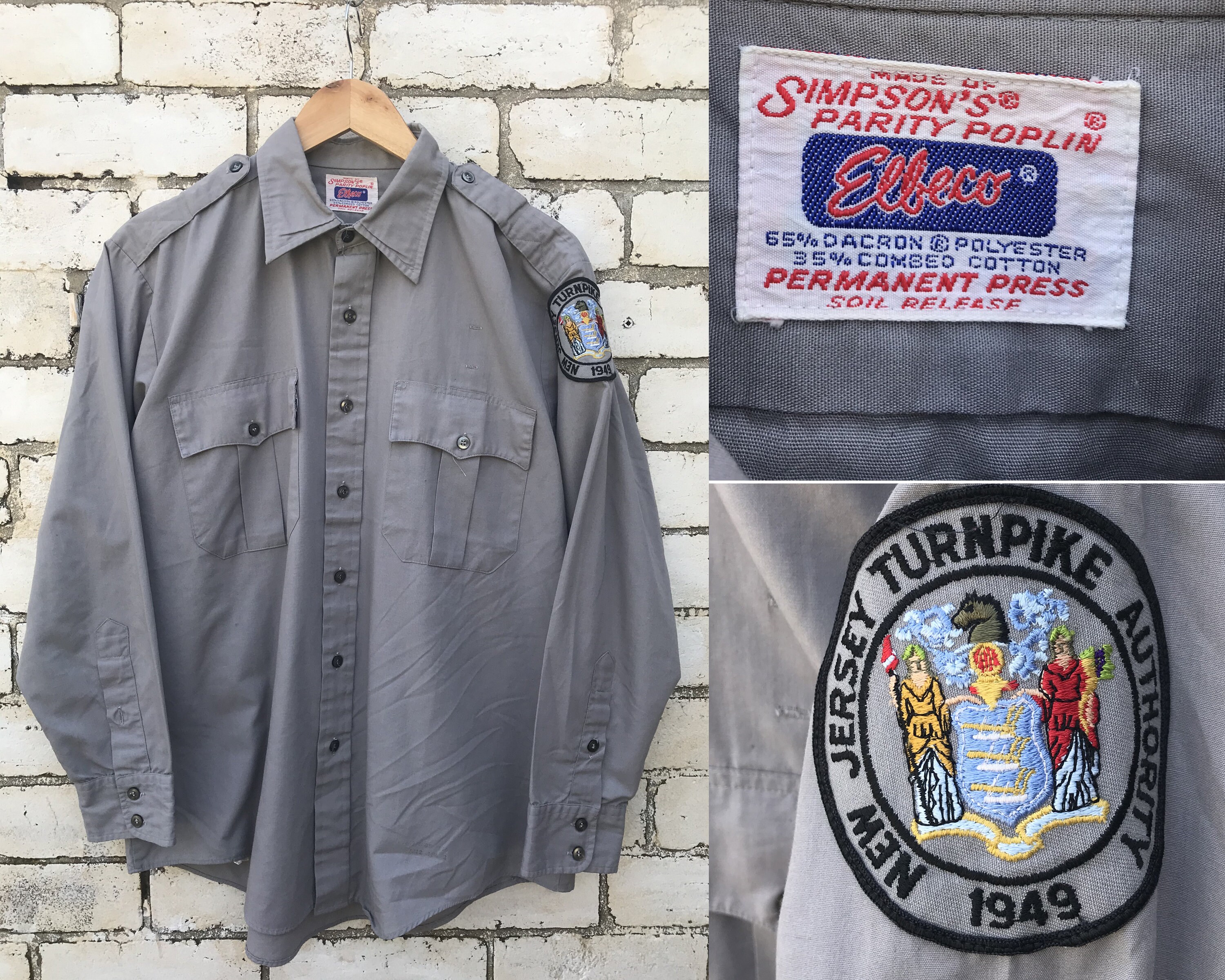 Image of Vintage Shirt 50S 60S New Jersey 1949 Elbeo Simpsons Parity Poplin Turnpike Authority Toll Collector
