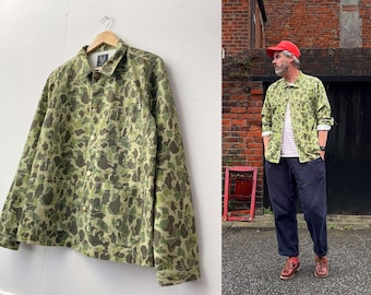 Duck Hunter Jungle Camo Jacket Herringbone Chore Coat  - Washed Frog Skin Chore Jacket - Workwear Shirt