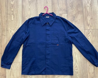 70s washed old blue herringbone French workwear French work