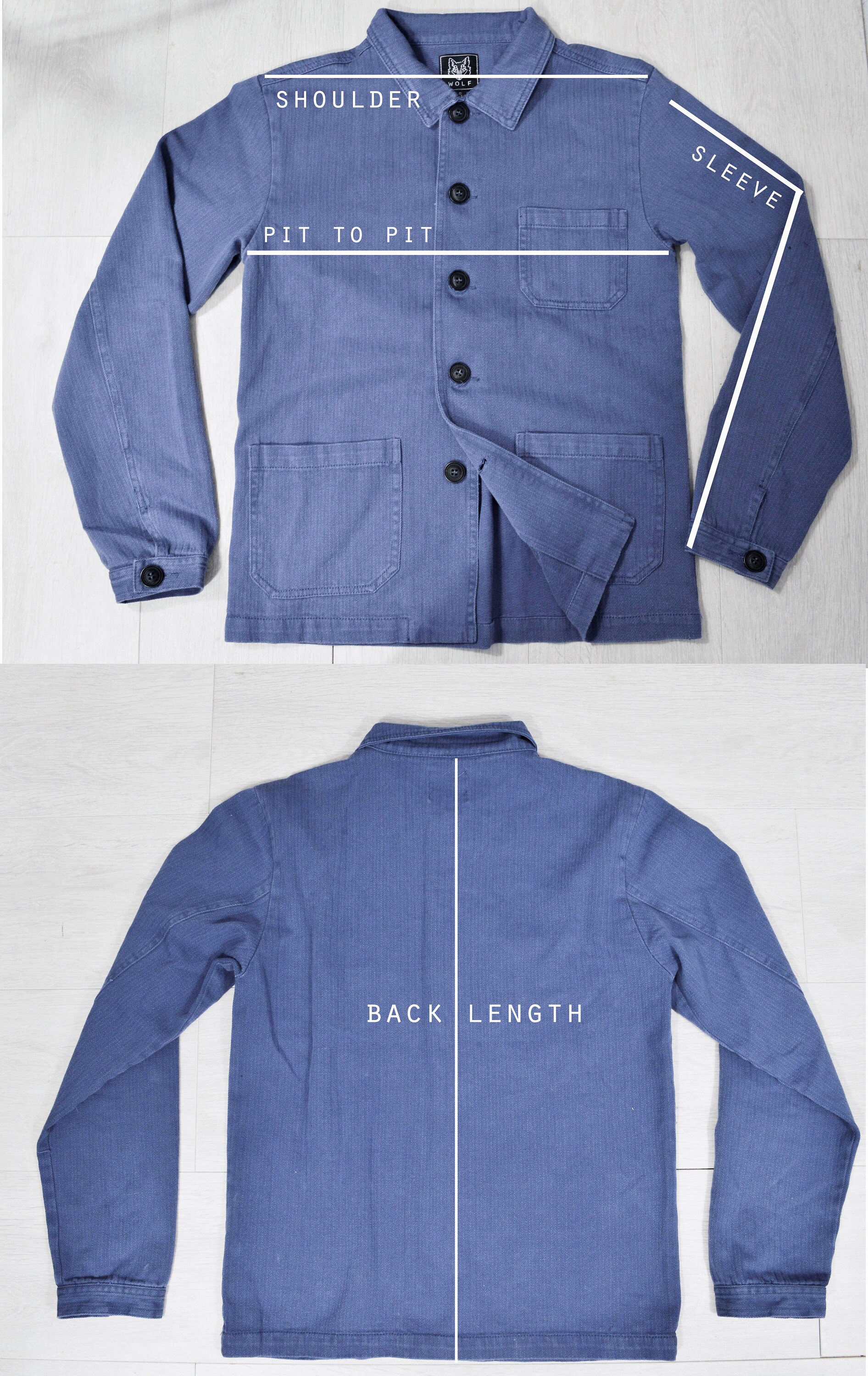 Workwear 2 Piece Suit Faded Indigo - 60s Style French Faded Blue