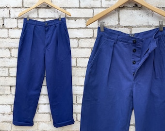 French Work Pants - Straight Leg Trousers - Navy Blue - Various Sizes