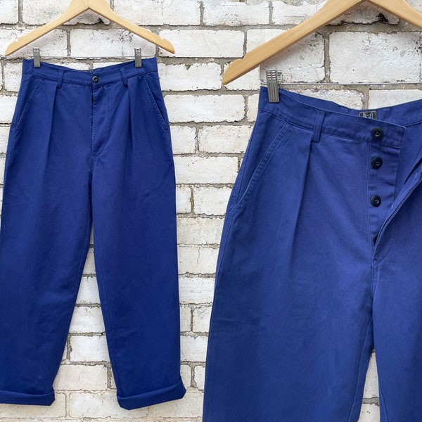 French Work Pants - Straight Leg Trousers - Navy Blue - Various Sizes