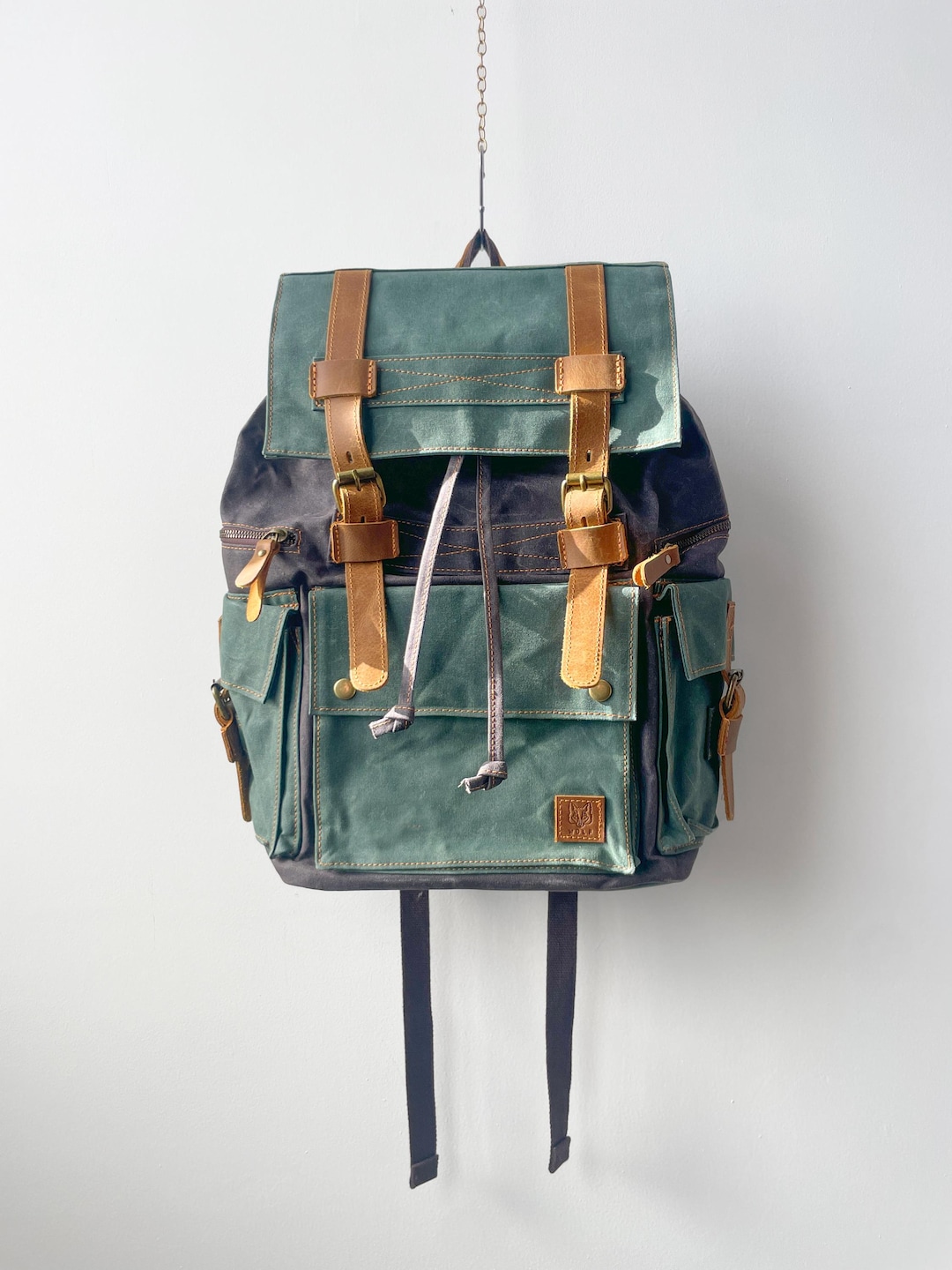 Large Waxed Cotton Rucksack - Vintage Style Waxed Cotton Backpack ...