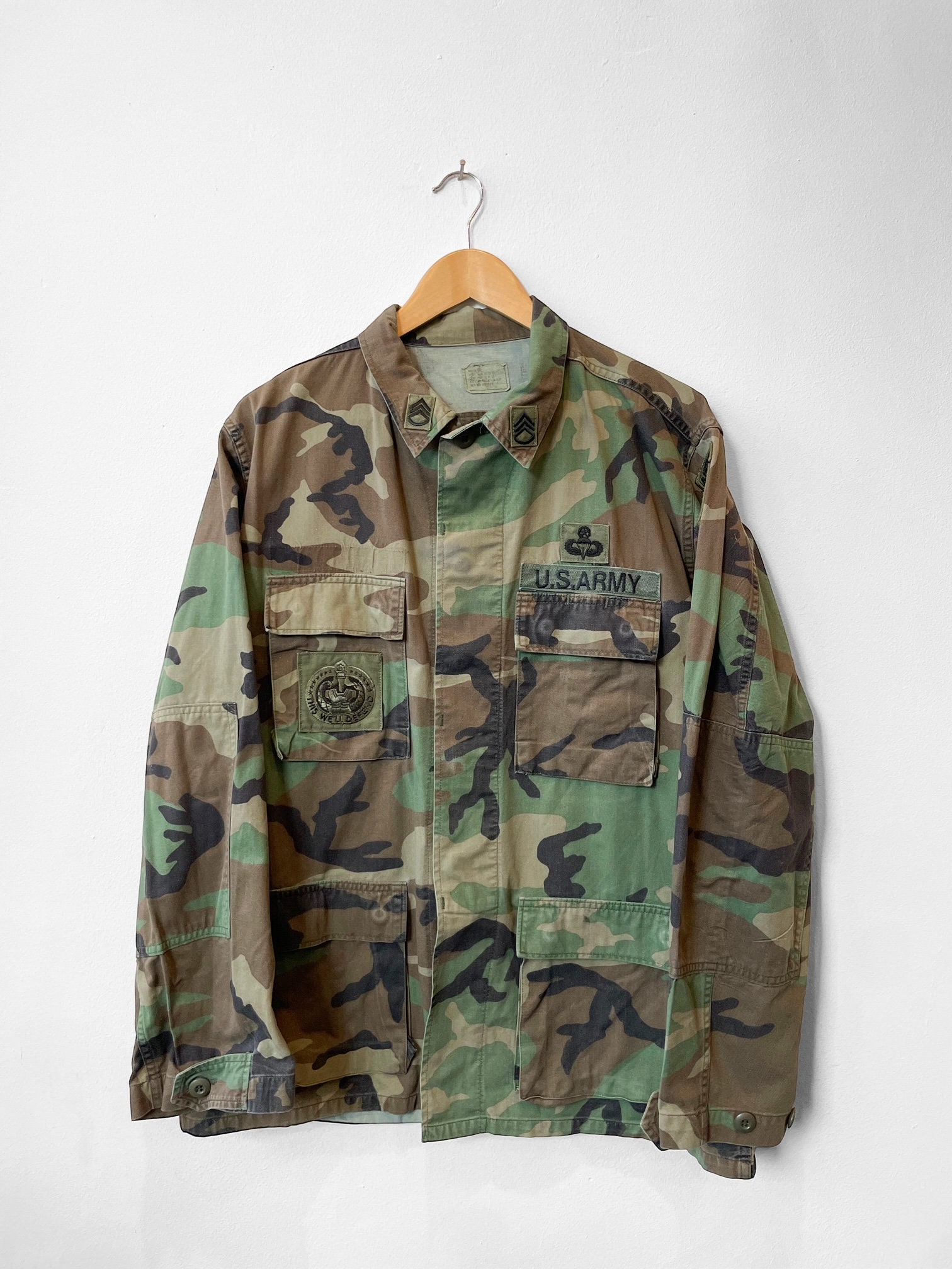 USA Vintage 90s Camo Army Shirt Jacket Grunge Khaki - S M L USA Vintage 90s Camo Army Shirt Jacket Grunge Khaki - S M L