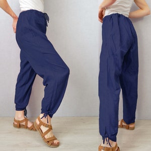 1940s Cotton Harem Pants - Linen High Waisted - Genuine Vintage - XS S M