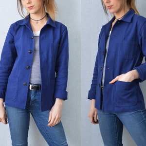 60s Style French Cotton Twill Navy Blue Canvas Chore Jacket Various Sizes image 8