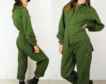 Unisex Vintage British Army Workwear Coveralls / Overalls / Jumpsuit / Boilersuit Green