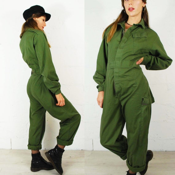 Unisex Vintage British Army Workwear Coveralls / Overalls / Jumpsuit /  Boilersuit Green 