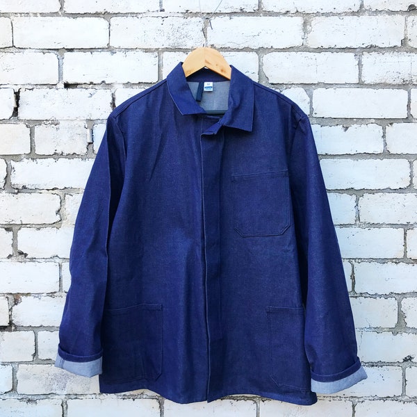 Vintage 1970s Denim Chore Work Jackets - Dark Blue - Various Sizes