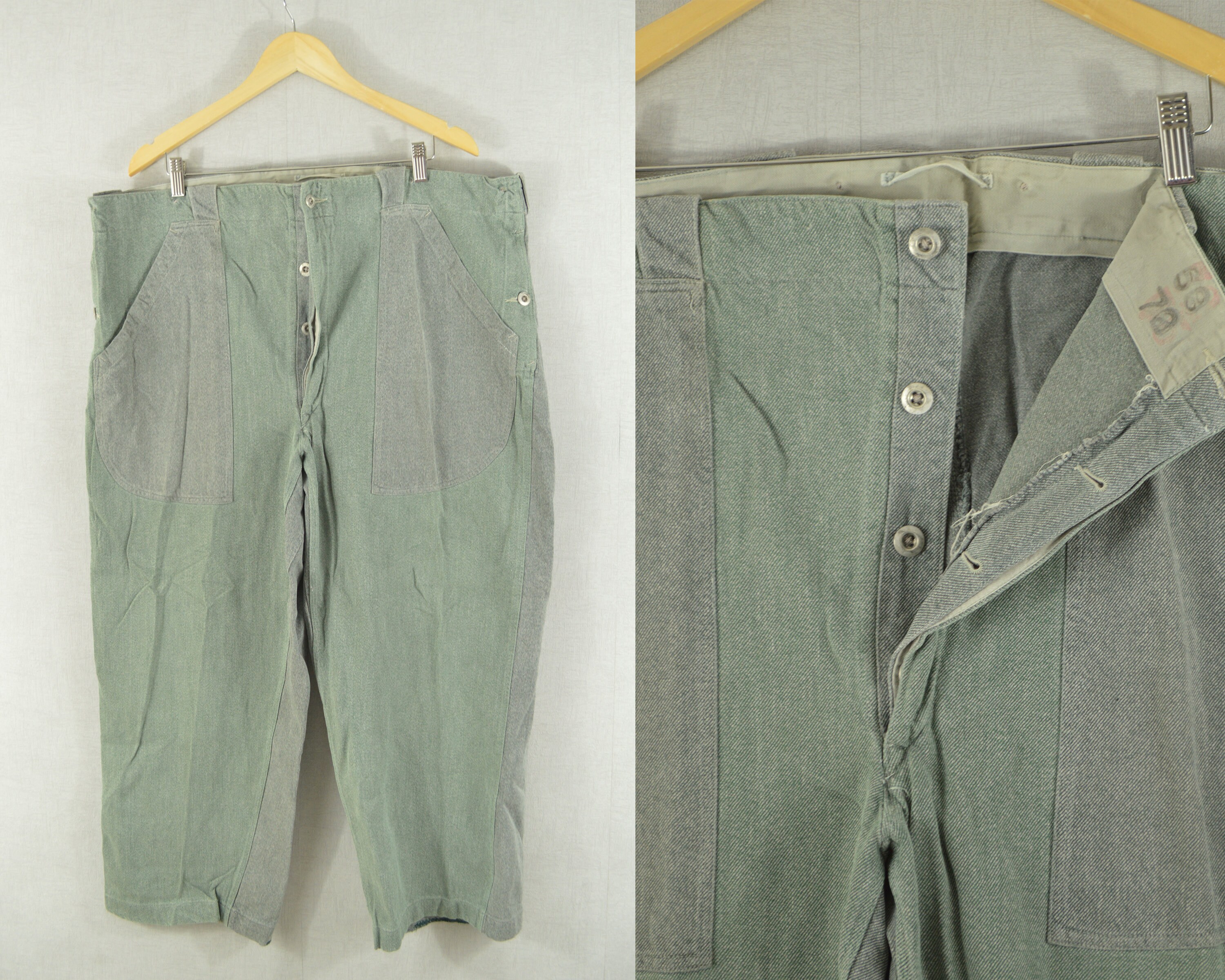 Image of Vintage Denim 1960S Swedish Work Pants/Chore Trousers - Grey Waist 46"