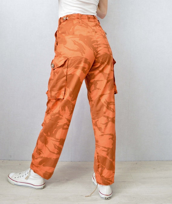 Pantalon Cargo Vintage Taille Haute - Camouflage Orange - Taille M Unisexe - Neuf Sans étiquette (Deadstock)