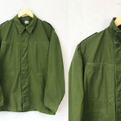 Vintage Army Green Chore Jacket - 100% Cotton - Swedish Military - All Sizes