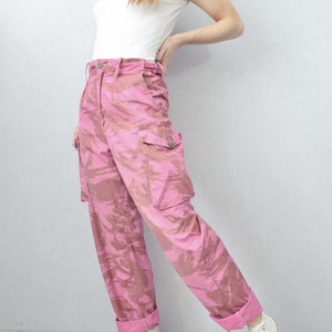 Vintage British Pink Camo Pants High Waisted Straight Leg - Etsy