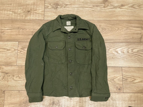 1950s Korean War US Army OG-108 Field Wool Shirt - XS… - Gem
