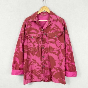 Chaqueta vintage rosa del ejército británico, camisa/chaqueta de camuflaje de los años 90