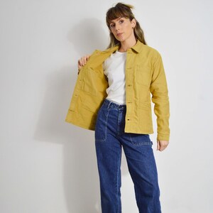 French Chore Jacket Camel Yellow/ Toffee Brown - Made In England Moleskin Cotton - French Workwear Coat - Wooden Walnut Buttons - S M L image 14