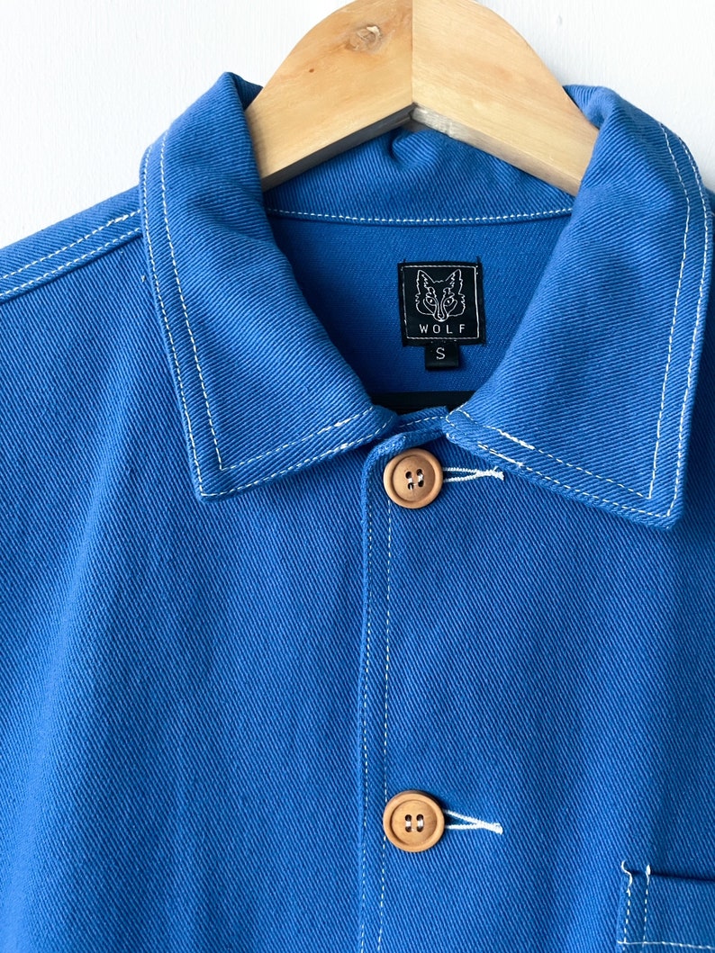 60s Style French Cobalt Blue Cotton Twill Canvas Chore Jacket - Etsy