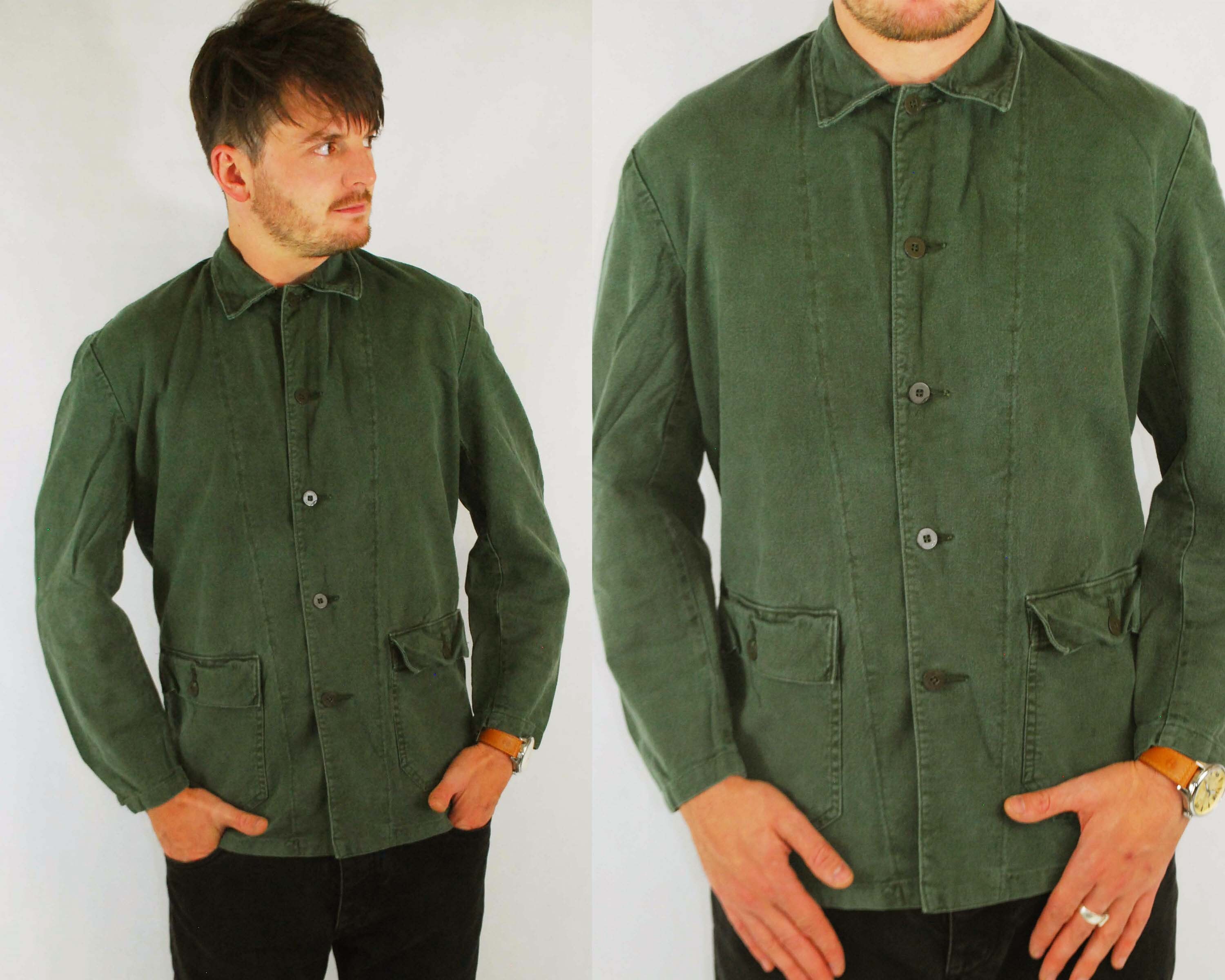 Vintage Faded Green Chore Jacket Swedish Military All - Etsy