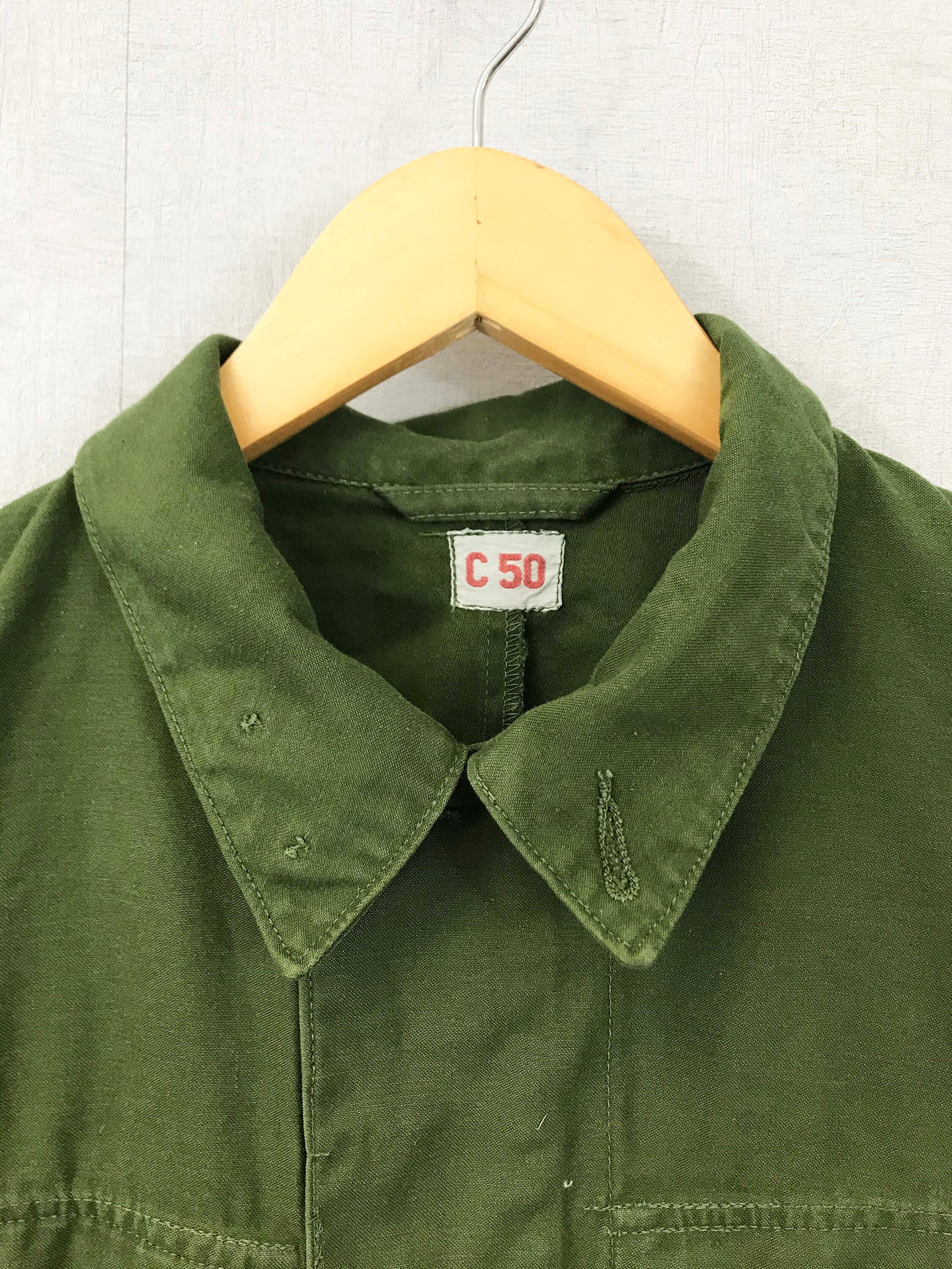 Vintage Army Green Chore Jacket - 100% Cotton - Swedish