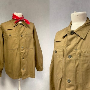 Jaquetas de trabalho vintage marrom algodão chore worker europeu tcheco - grande GG