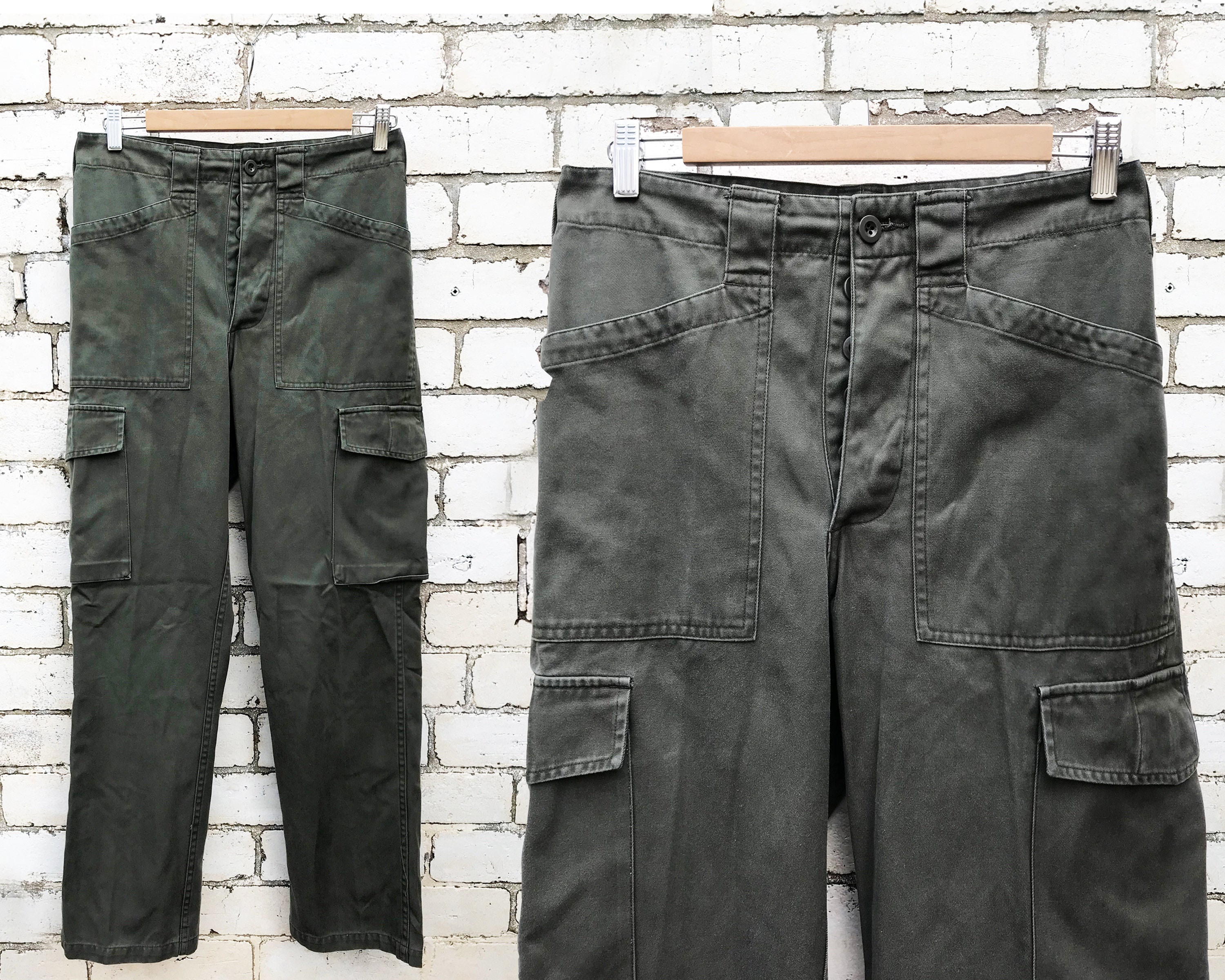 Image of Vintage Mens Fatigue Pants Trousers - Olive Green