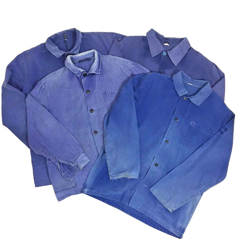Vintage 1960s Faded Chore EU French Worker Jacket Blue  Sizes image 1