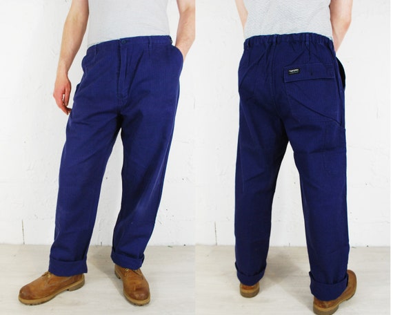 Vintage French Work Pants Herringbone Twill Cotton