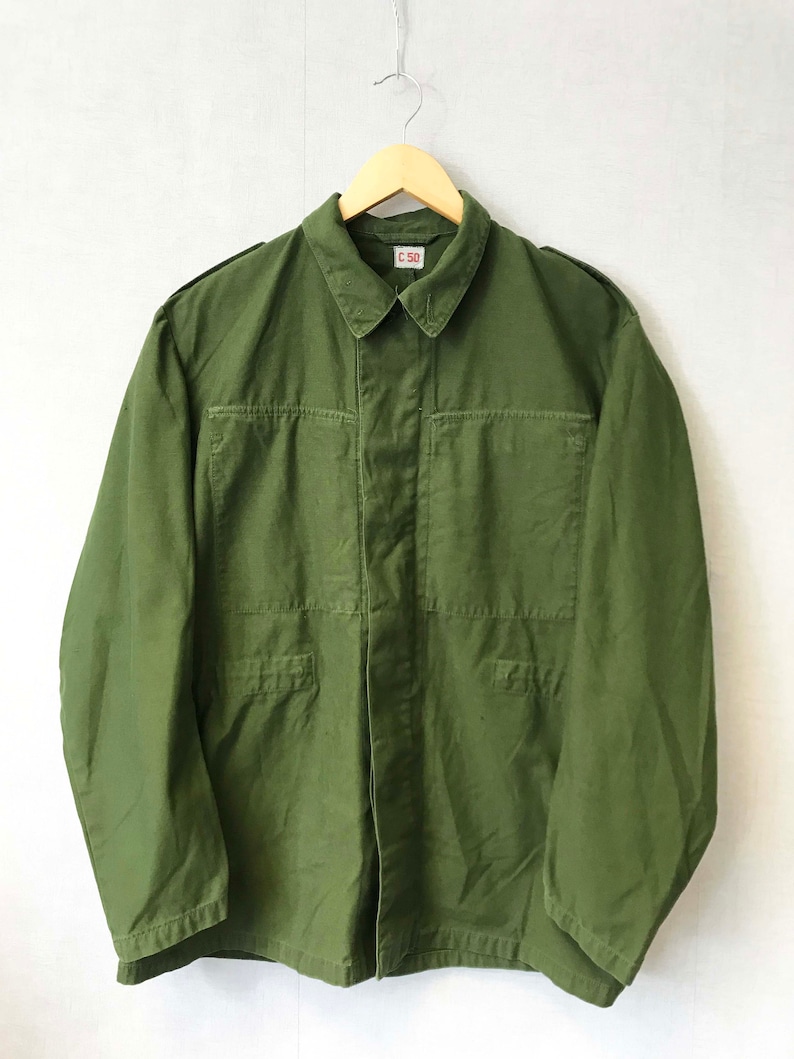 Vintage Army Green Chore Jacket 100% Cotton Swedish - Etsy
