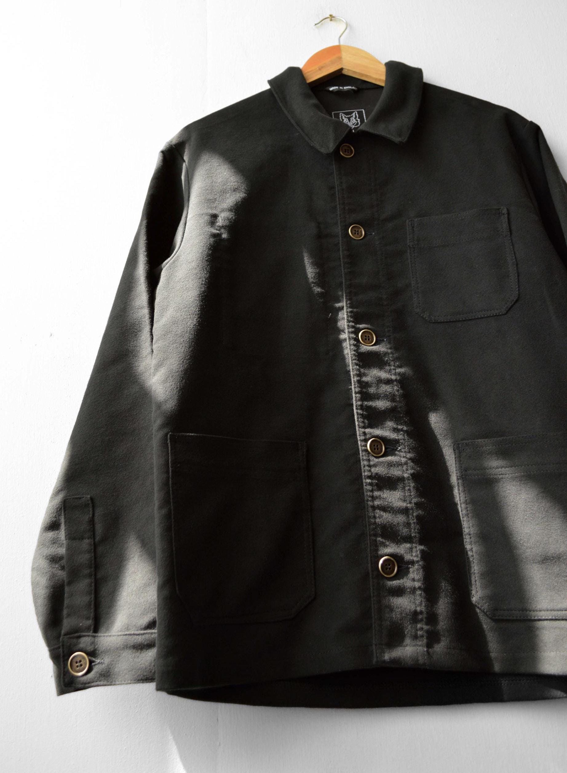 French Moleskin Chore Jacket Black Heavy Cotton - Made in