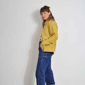 French Chore Jacket Camel Yellow/ Toffee Brown - Made In England Moleskin Cotton - French Workwear Coat - Wooden Walnut Buttons - S M L image 13