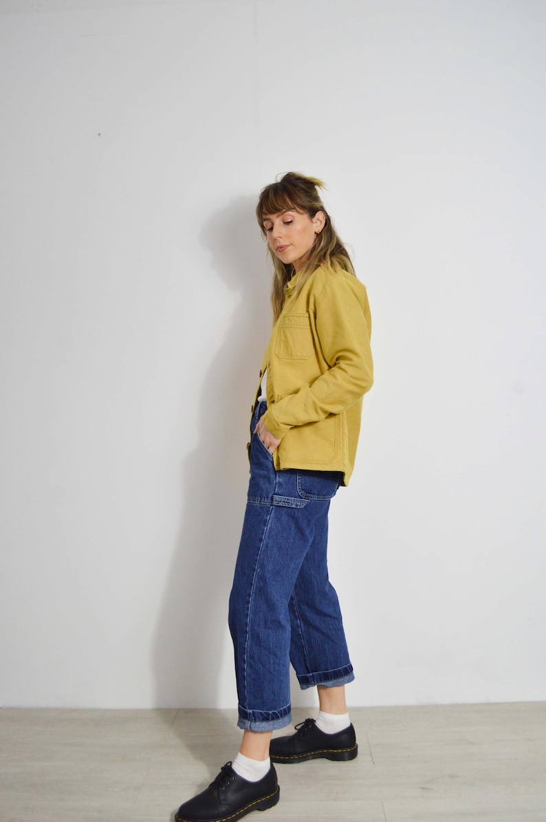 French Chore Jacket Camel Yellow/ Toffee Brown - Made In England Moleskin Cotton - French Workwear Coat - Wooden Walnut Buttons - S M L image 13