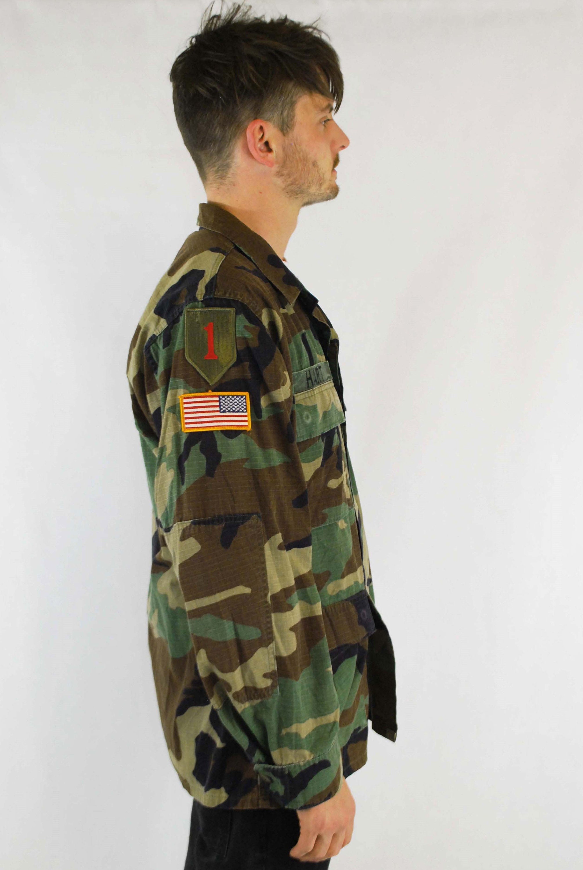 USA Vintage 90s Camo Army Shirt Jacket Grunge Khaki - S M L USA Vintage 90s Camo Army Shirt Jacket Grunge Khaki - S M L