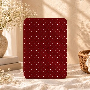 Burgundy White Dots Kindle Case for Paperwhite SG M2L4EK, Paperwhite 12th SA569P 7", Colorsoft SA59CP, Kobo Clara Color BW Protective Case