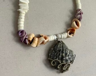 Collar de conchas marinas hecho a mano con alambre: Boda en la playa de Lovers Key, Florida
