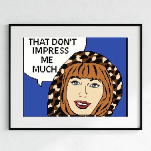 That Don&#39;t Impress Me Much Cross Stitch Pattern - Shania Twain and Lichtenstein Inspired - PDF pattern only!